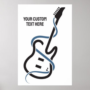 Stiliserad gitarr för anpassningsbar poster