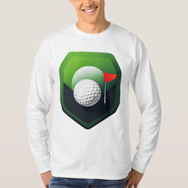Stiliserad golfbollikon med grön bakgrund t shirt (Framsida)