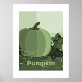 Stiliserad Grön Pumpa Köket Höstsäsong Poster