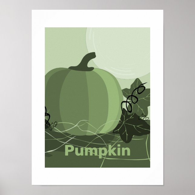 Stiliserad Grön Pumpa Köket Höstsäsong Poster (Framsidan)
