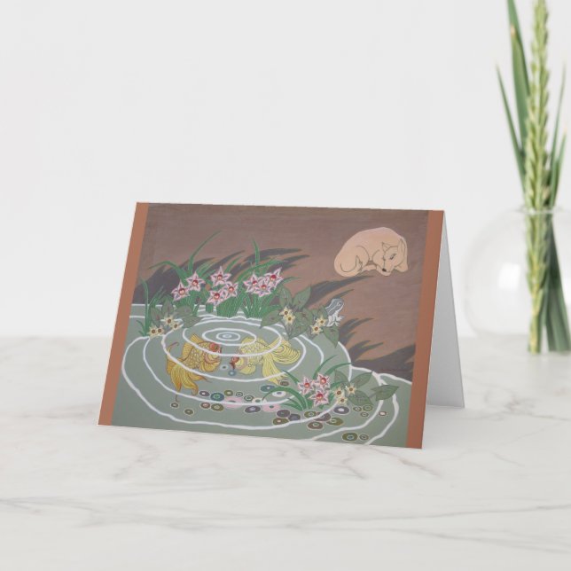 Stiliserad guldfisk, Hund och groda Kort (Framsida)