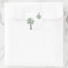 Stiliserad Handflatan Träd Pastel-Grönt Tropical Fyrkantigt Klistermärke