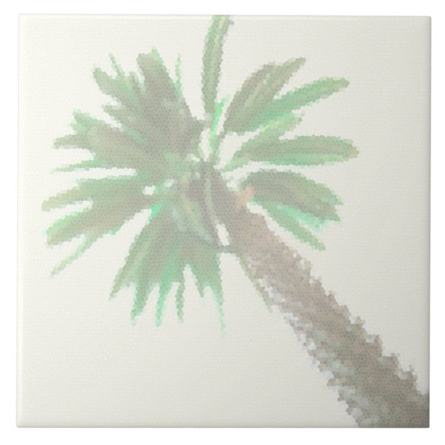 Stiliserad Handflatan Träd Pastel-Grönt Tropical Kakelplatta (Framsidan)