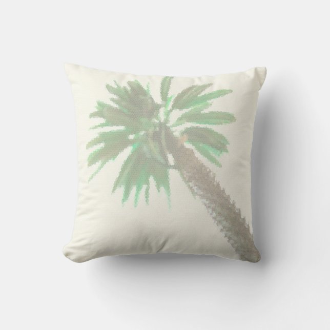 Stiliserad Handflatan Träd Pastel-Grönt Tropical Kudde (Framsida)