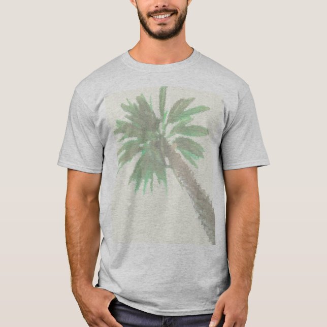 Stiliserad Handflatan Träd Pastel-Grönt Tropical T Shirt (Framsida)