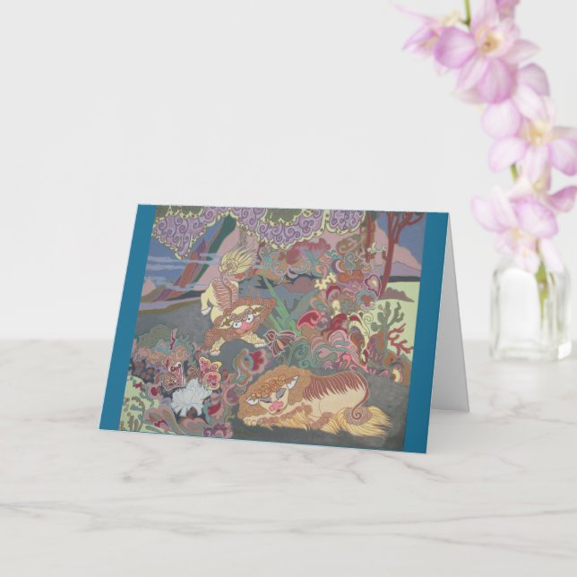 Stiliserad Hundar som spelar i Garden Kort (Orkide)