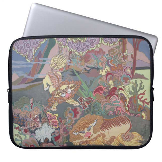 Stiliserad Hundar som spelar i Garden Laptop Fodral (Framsidan)