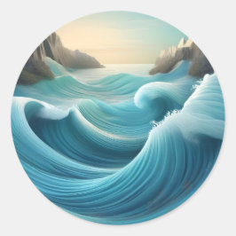 Stiliserad illustration, arg vågar. runt klistermärke