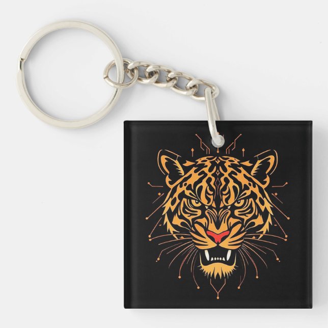 Stiliserad illustration av ett tigers huvud, (Framsidan)