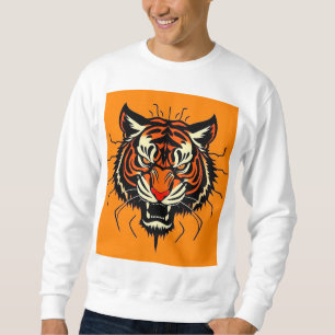 Stiliserad illustration av ett tigers huvud lång ärmad tröja