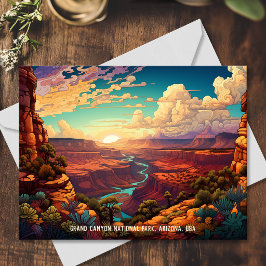 Stiliserad illustration Grand Canyon National Park Vykort