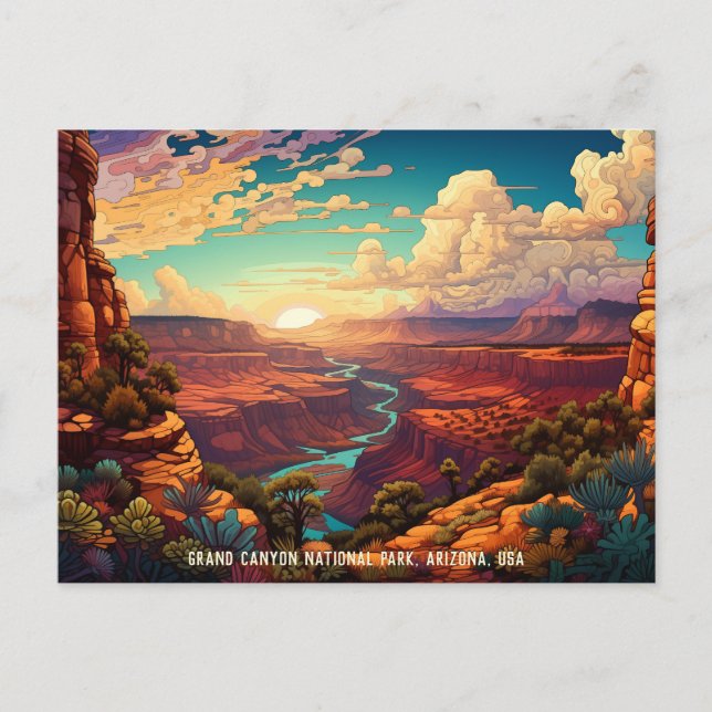Stiliserad illustration Grand Canyon nationalpark Vykort (Framsida)