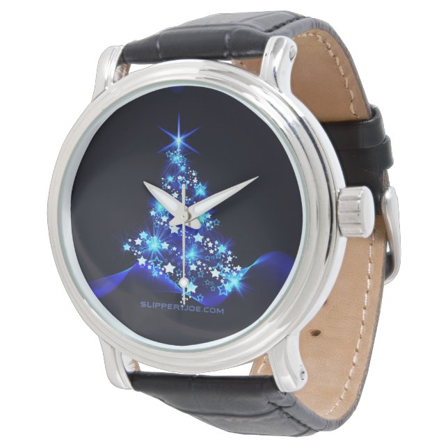 stiliserad Julgran-slipperyJoe glowing Blue s Armbandsur (Vinklad)