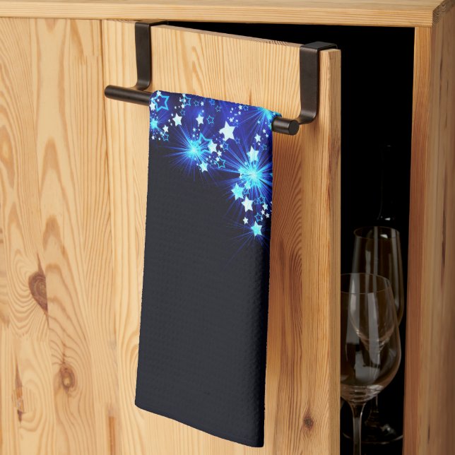 stiliserad Julgran-slipperyJoe glowing Blue s Kökshandduk (Thirds Fold)