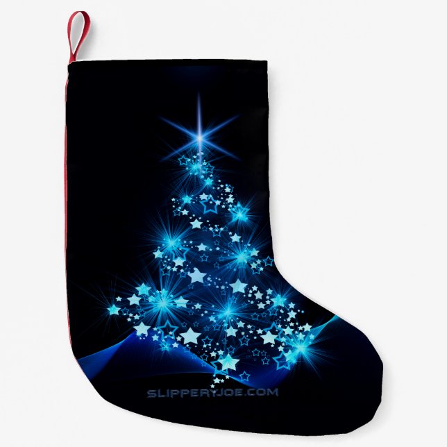 stiliserad Julgran-slipperyJoe glowing Blue s Liten Julstrumpa (Framsidan)