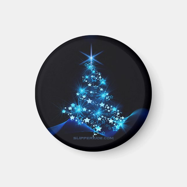 stiliserad Julgran-slipperyJoe glowing Blue s Magnet (Framsidan)