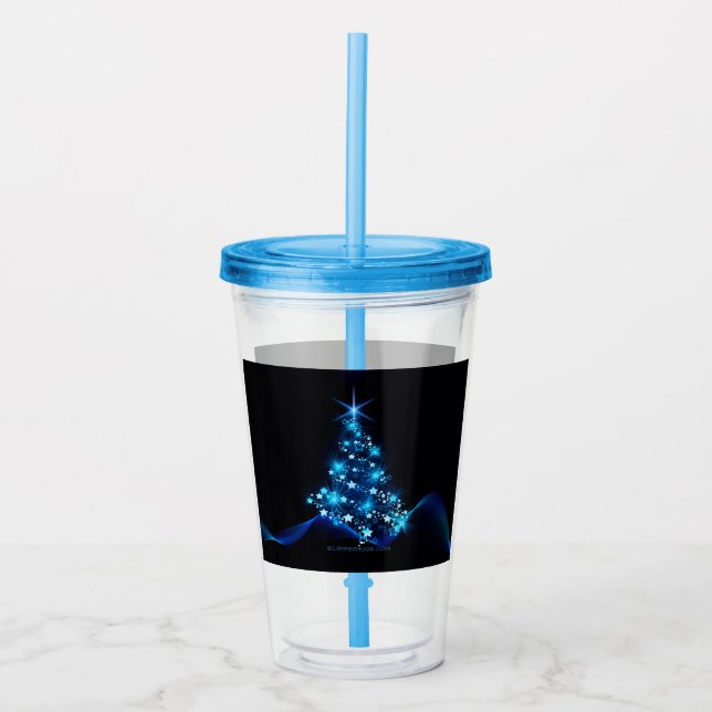 stiliserad Julgran-slipperyJoe glowing Blue s Take Away Mugg (Framsida)