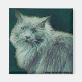 Stiliserad katt #1 Grönt Twig-magnet Magnet