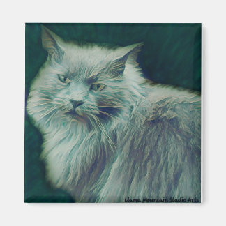 Stiliserad katt #1 Grönt Twig-magnet Magnet