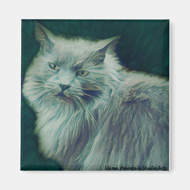 Stiliserad katt #1 Grönt Twig-magnet Magnet (Framsidan)