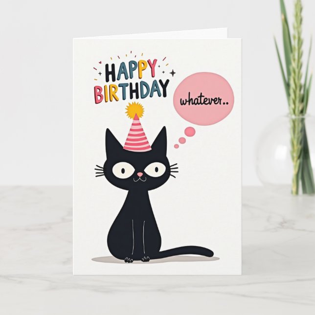 Stiliserad Katt Festhatt Kort (Framsida)