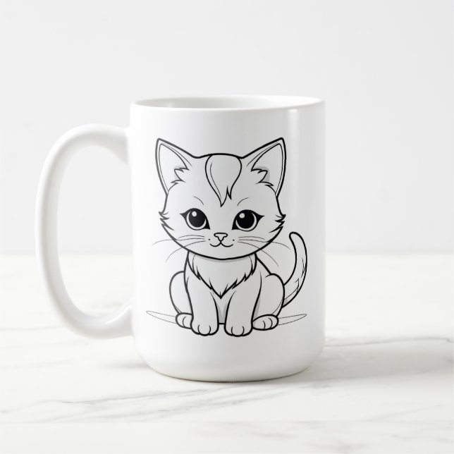 Stiliserad katt kattunge linjekonst design-52315 kaffemugg (Vänster)