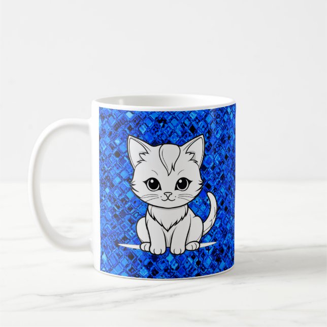 Stiliserad katt kattunge linjekonst design-52315 kaffemugg (Vänster)