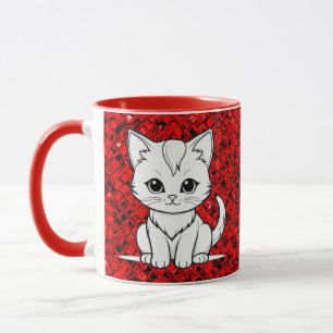 Stiliserad katt kattunge linjekonst design-52315 mugg