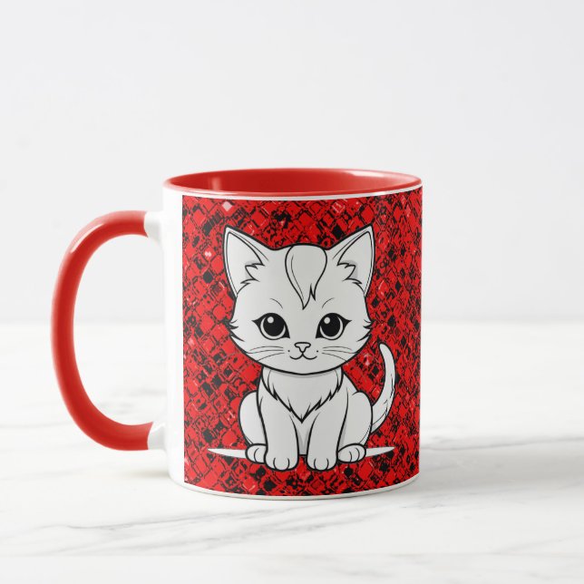 Stiliserad katt kattunge linjekonst design-52315 mugg (Vänster)