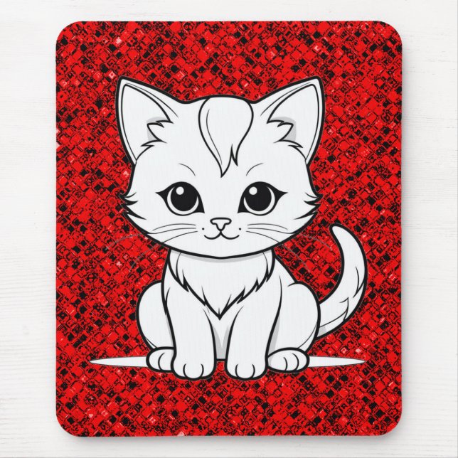 Stiliserad katt kattunge linjekonst design-52315 musmatta (Framsidan)