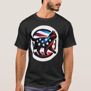 Stiliserad katt Silhuett med amerikanska flaggans  T Shirt