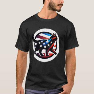 Stiliserad katt Silhuett med amerikanska flaggans  T Shirt