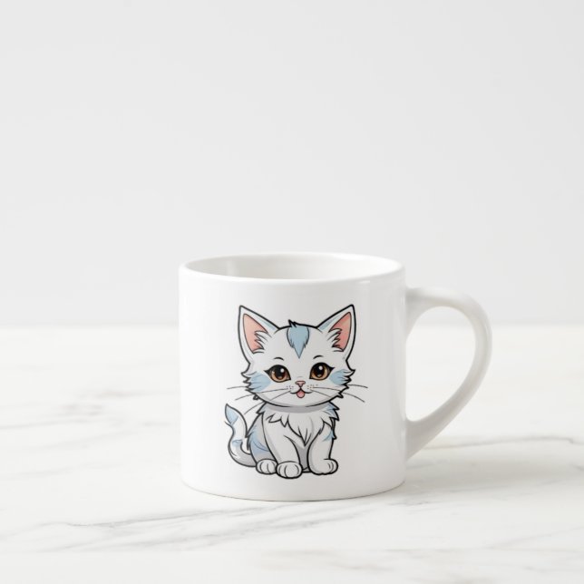Stiliserad katt tecknad serie linjekonst design-52 espressomugg (Höger)