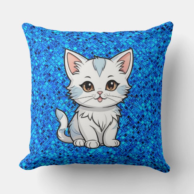 Stiliserad katt tecknad serie linjekonst design-52 kudde (Framsida)