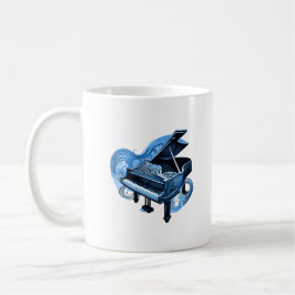 Stiliserad linjeartikel Blue Piano Kaffemugg