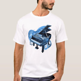 Stiliserad linjeartikel Blue Piano T Shirt