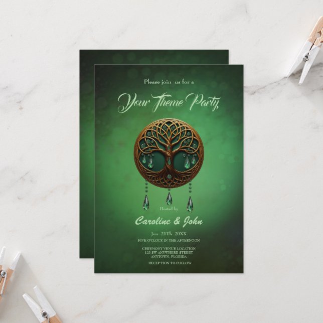 Stiliserad livets träd i en elegant. inbjudningar (Fram/Back In Situ)