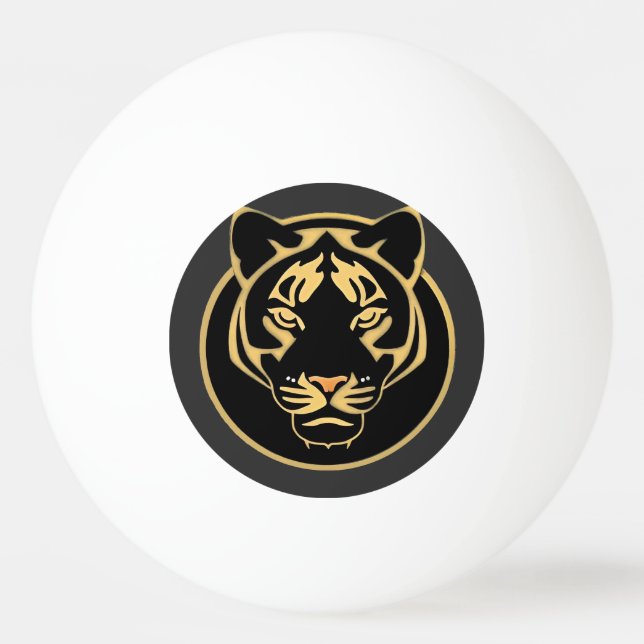 Stiliserad logodesign med gyllene tiger pingisboll (Framsidan)