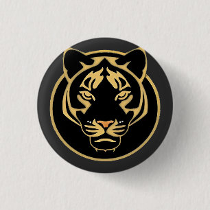 Stiliserad logotyp med gyllene tigerdesign knapp
