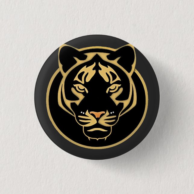 Stiliserad logotyp med gyllene tigerdesign knapp (Framsida)