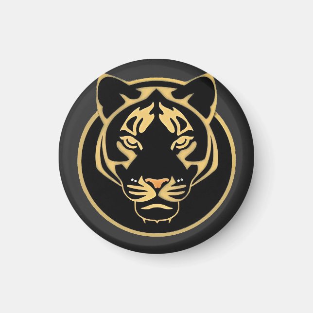 Stiliserad logotyp med gyllene tigerdesign magnet (Framsidan)