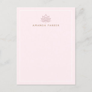Stiliserad lustblomma rosa yoga-läkningsnotecard vykort