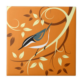 Stiliserad nuthatch Art Kakelplatta