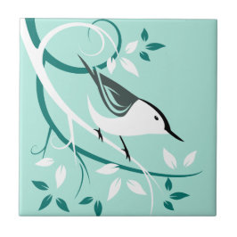 Stiliserad nuthatch i Träd Kakelplatta