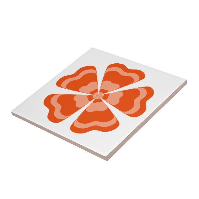 Stiliserad Orange Retro Blomma  Kakelplatta (Sidan)
