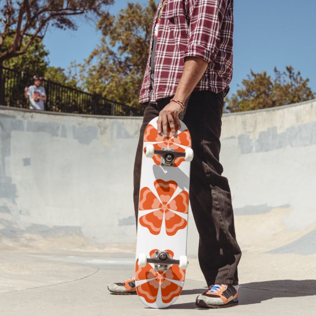 Stiliserad Orange Retro Blomma  Mini Skateboard Bräda 18,5 Cm (Utomhus 2)