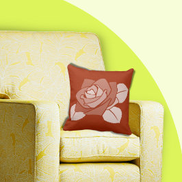Stiliserad Orange Ro Blommar Kudde