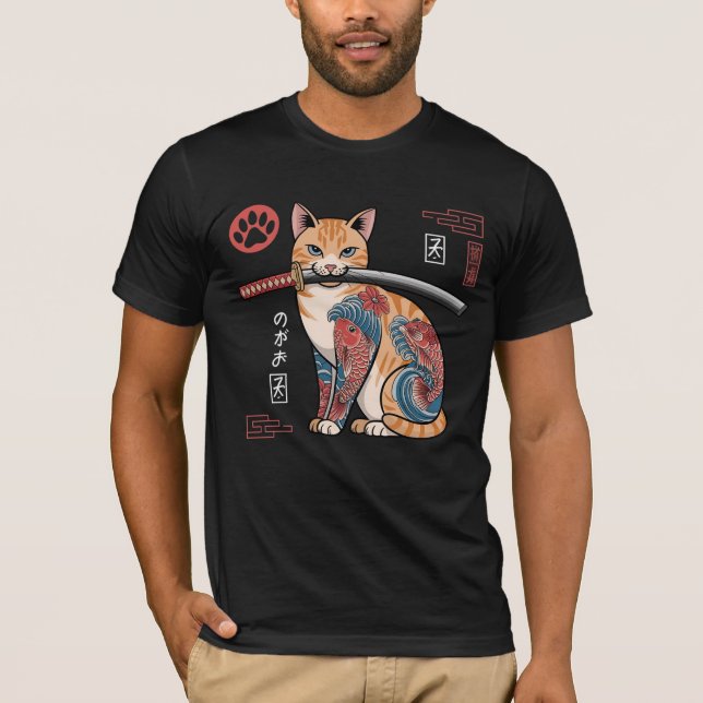 Stiliserad Orange Tabby katt T-Shirt med intrikat (Framsida)