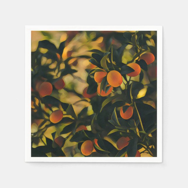 Stiliserad Orange Träd Pappersservett (Framsidan)