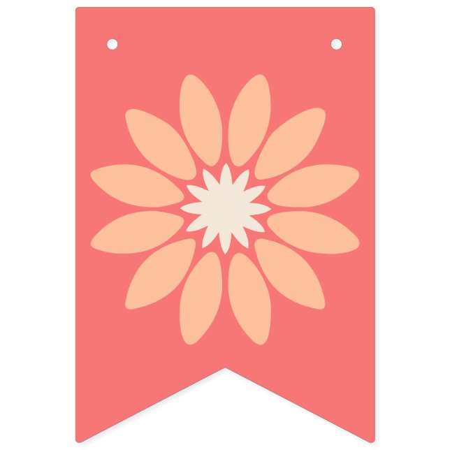 Stiliserad Persika Margareta på Korallfärgad Flagg Vimplar (Första flaggan)